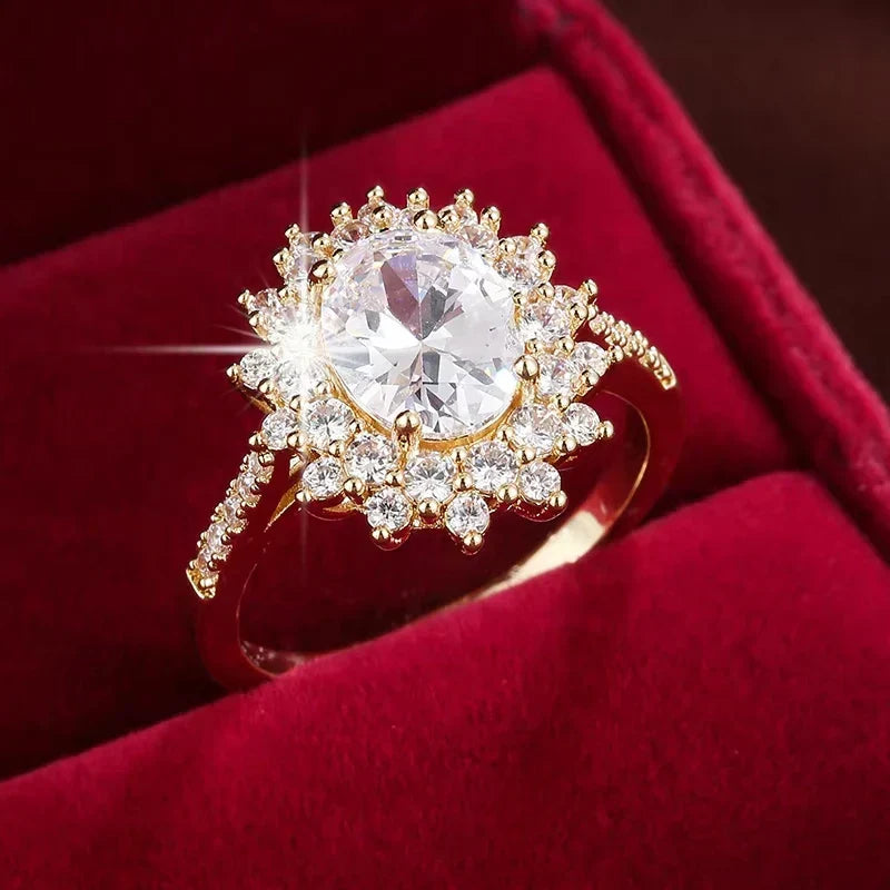 Crystal Oval Cubic Zirconia Stone Ring