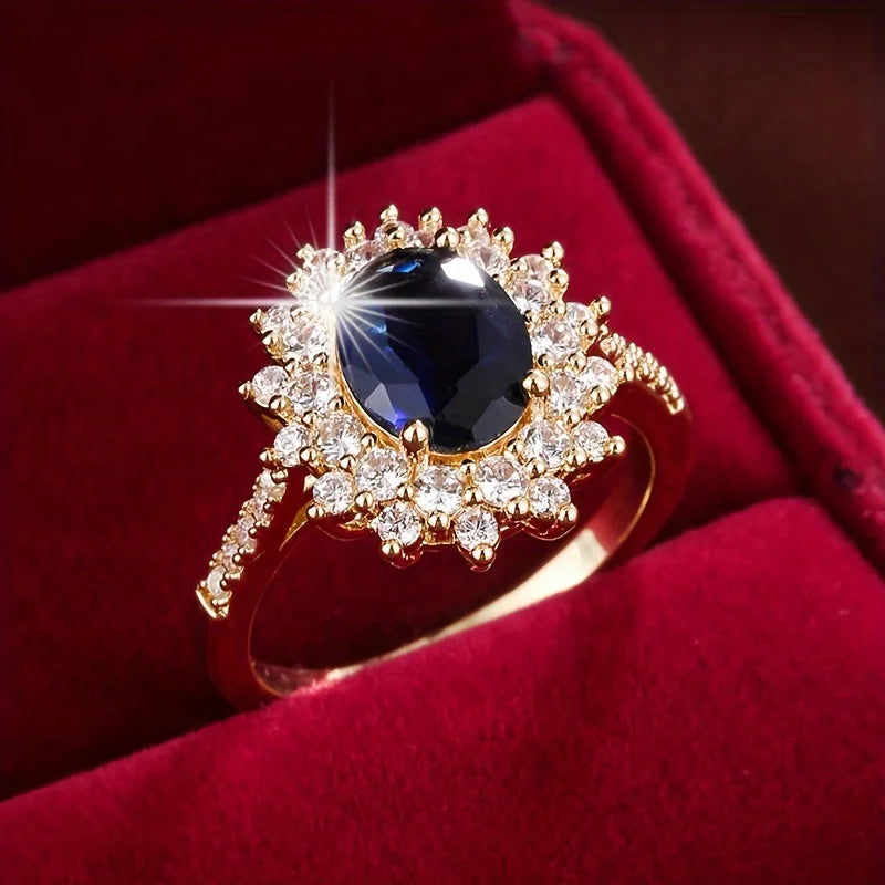 Crystal Oval Cubic Zirconia Stone Ring