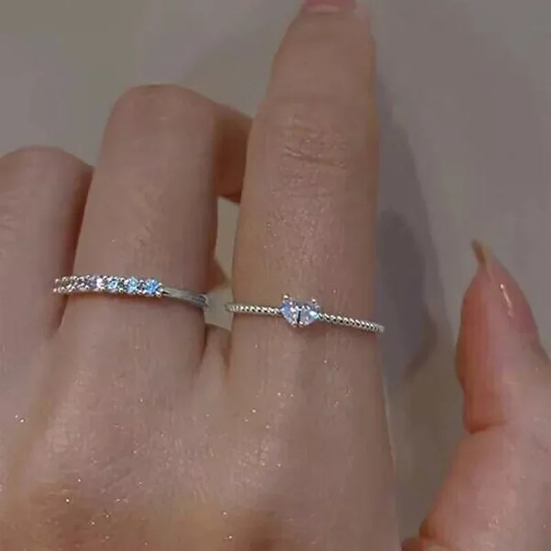 Heart Zircon Rings Set (2pcs/set)