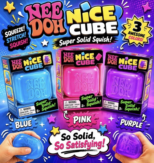NeeDoh Nice Cube | Stress Ball Sensory Squeeze Toy Fidget Velvet | fuzzy ball | jelly fish | Texture Squishy