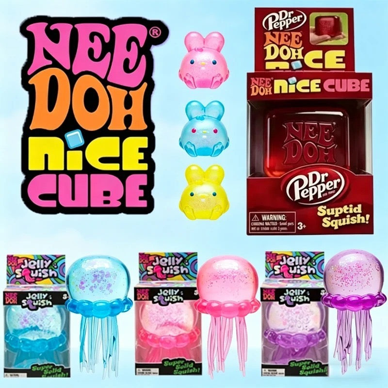 NeeDoh Nice Cube | Stress Ball Sensory Squeeze Toy Fidget Velvet | fuzzy ball | jelly fish | Texture Squishy