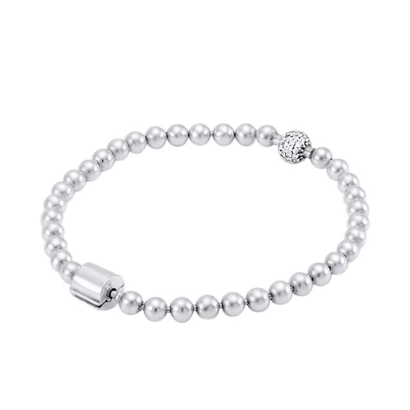 Elegant Beaded Bracelet with Crystal Charm