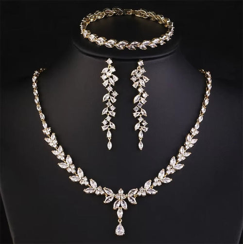 Aurélia Leaf Crystal Bridal Jewelry Set